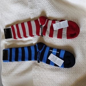 Banana Republic Red & Blue Striped Boot Sock - Set of 2
